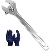 KARRYTON 24" Inch Adjustable Wrench, 2-1/2"(63mm) Max Jaw Opening | Drop Forged Steel Large Adjustable Wrench for Various Fasteners, Scales Metric and SAE, Chrome Plated Handle Polished