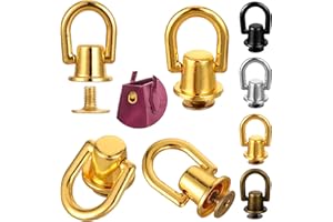 Bewudy 20 Pieces D Rings for Purse, Purse Strap Hardware, Screw Rivets for Leather Crafting, D Ring Stud Rivets Post Head Buttons for DIY Wallet Leather Collar Belt Handbag Shoes(Colorful)