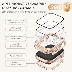 WINGLE 2-in-1 Waterproof Bling Case for Apple Watch