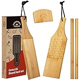 Temoht Gnocchi Board Set for Rolling Dough - includes 4-in-1 paddle and a standard paddle, 2 rollers and 1 cutter - Authentic Bamboo Butter Paddles, Pasta Shaping Tools, Gift for pasta enthusiasts