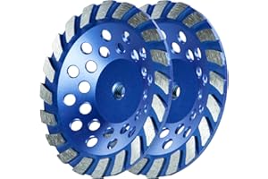 SALI 7 Inch 2pcs Concrete Grinding Wheels 20 Turbo Diamond Segments 5/8-11 Arbor Diamond Grinding Wheel Fit for Paint, Epoxy, Mastic, Coating Removal