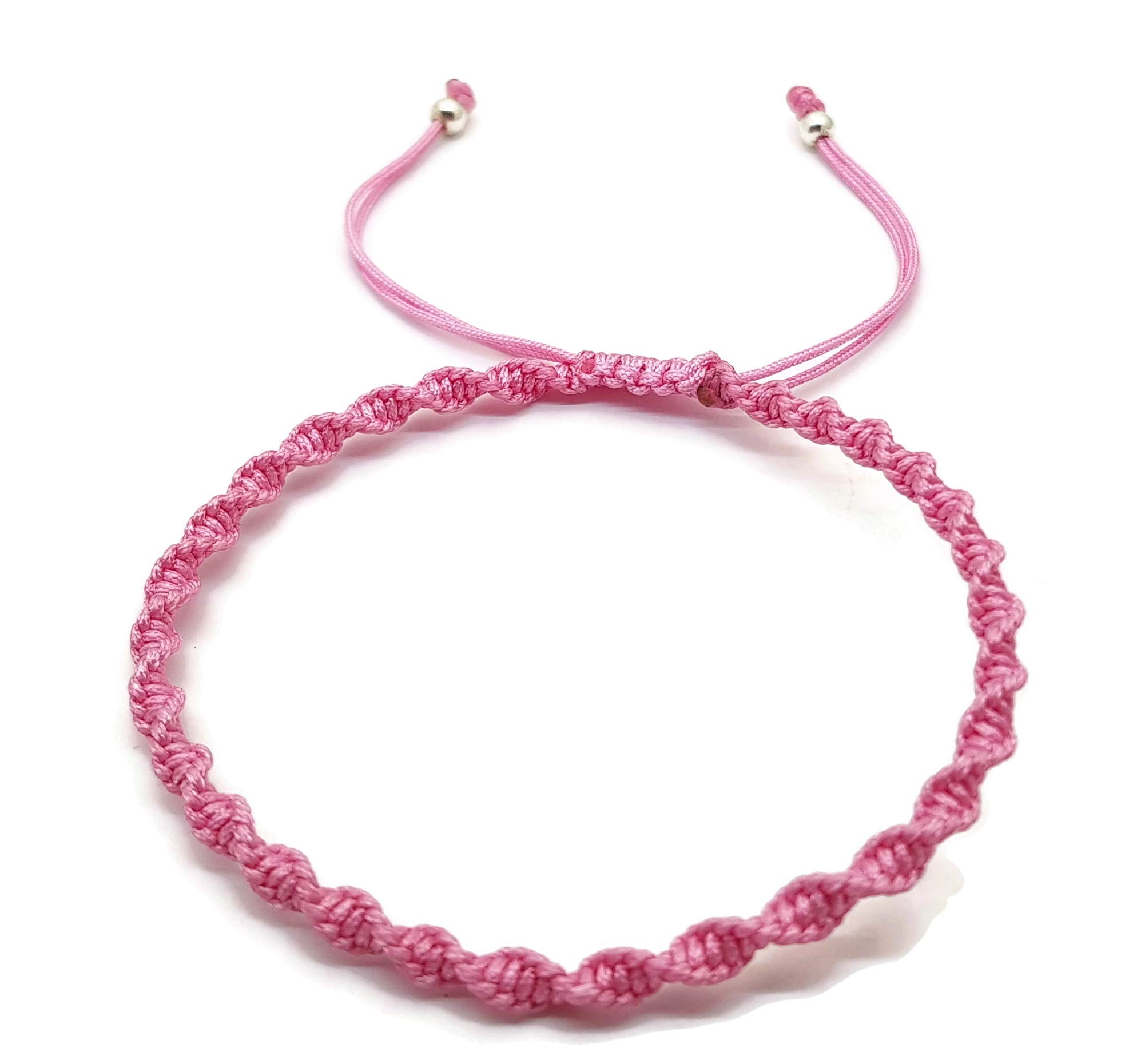 MYSTIC JEWELS – Macrame Rotating Bracelet – Coloured Thread Kabbalah – Amulet – Evil Eye Protection, Good Luck pink