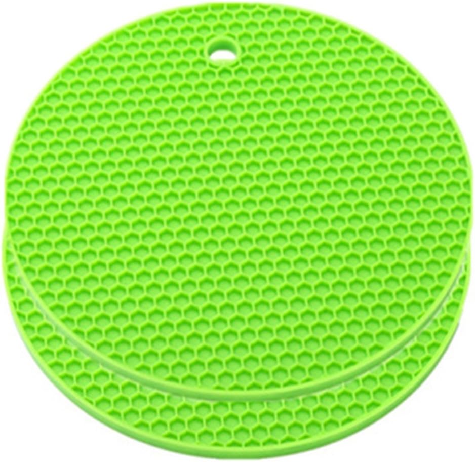 Kitchen Mat 2-pack Silicone Dish Drying Mat Perfect Silicone Heatproof Coasters Cup Insulation Pad Dishwasher Friendly Non-toxic - 7 Inches Round Green