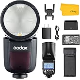 Godox V1-S for Sony Round Head Camera Flash, 2.4G 1/8000 HSS TTL Flash Speedlite, 480 Full Power Shots, 10 Level LED Modeling