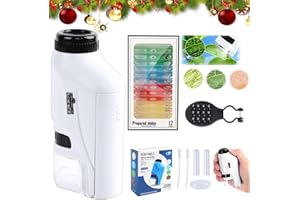 CLORISLAND Little Marvin Microscope,Mini Marvin Portable Microscope for Kids,Pocket Microscope Portable Handheld Children's Learning,Kid Mini Microscope Nature Education and Exploring The World, White