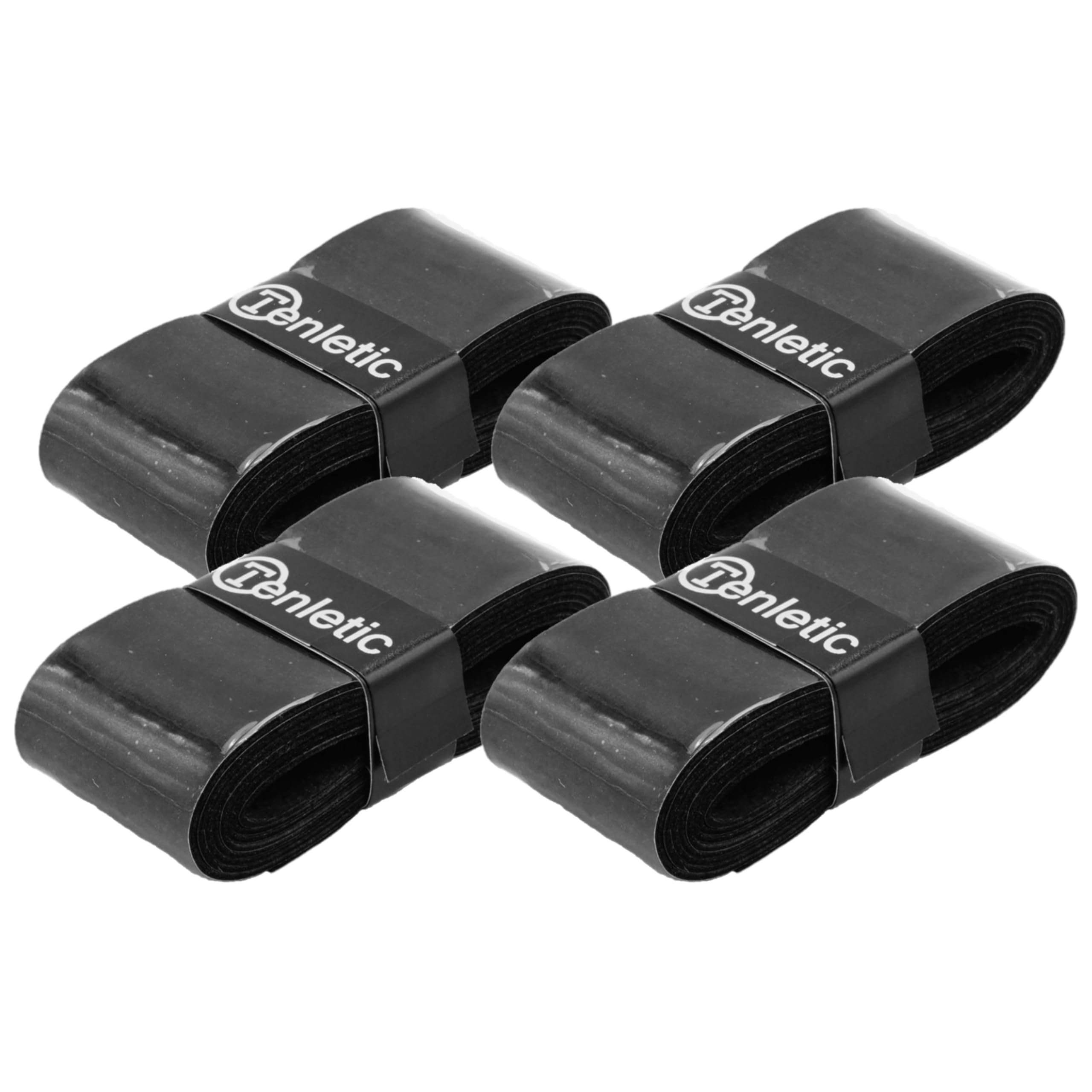 Tenletic Tacky Racket Overgrip Tape - 0.60 mm thickness - Anti Slip Tacky Overgrip Tape for Tennis, Squash, Badminton and Other Racquet Sports (4-Pack Black)