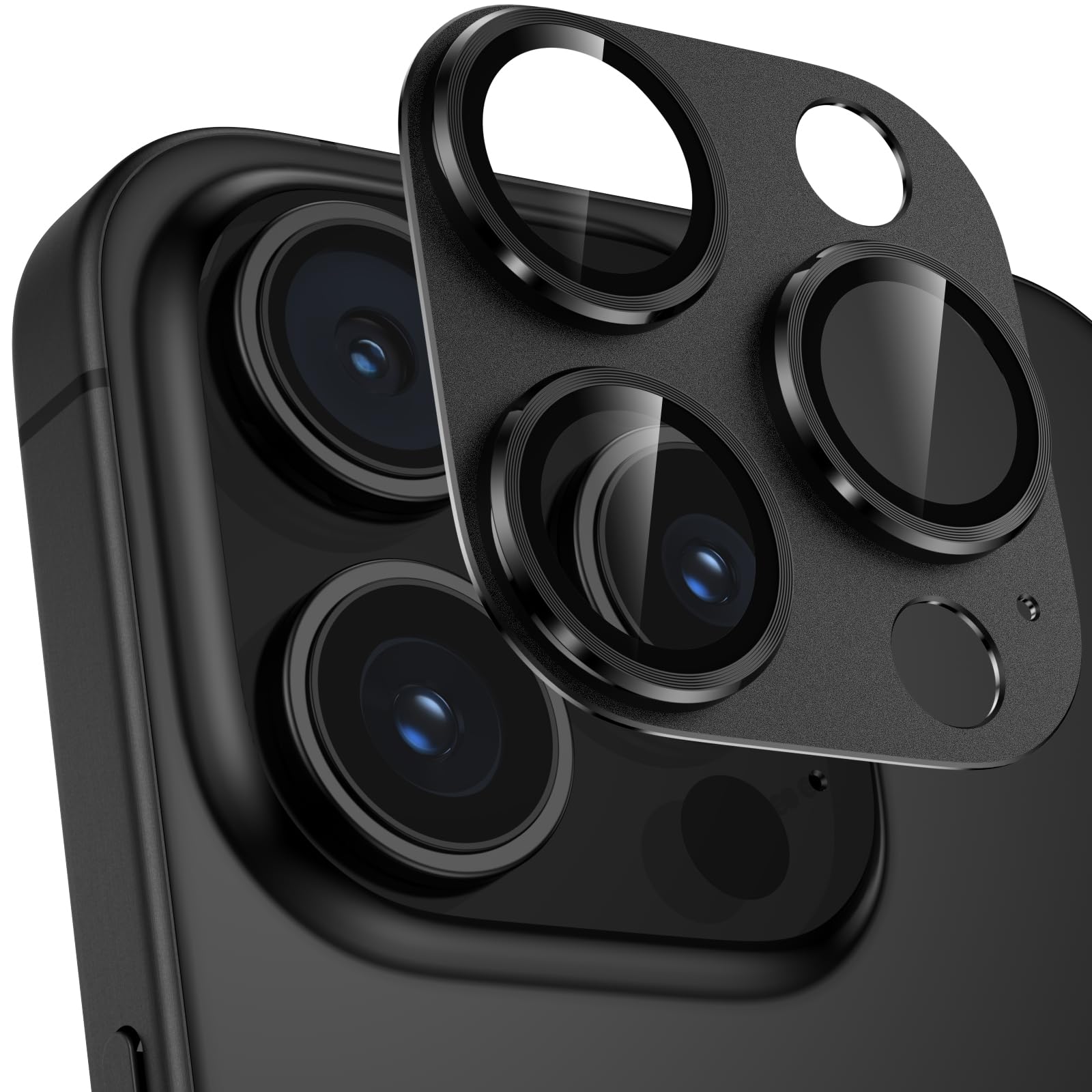 カメラフイルム iPhone16 Pro/16 Pro Max用 カメラ保護 全面保護 9H強化ガラス アルミ合金 アイフォン16 Pro/16 Pro Max レンズカバー 耐衝撃 露出オーバー防止 黒縁取り 超高透過率 いphone16pro/16プロ max カメラカバー プロテクター ブラック の商品画像