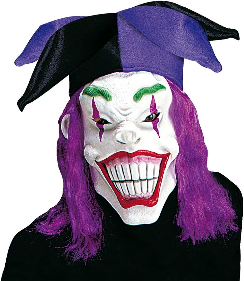 Amakando Joker Mask Horror Clown Mask with Hat and Hair Halloween Clown