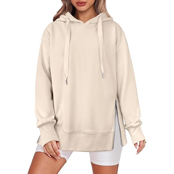 Women's Oversized Sweatshirts Side Zip Fleece Pullover Long Sleeve Casual  Fall Outfits White at Amazon Women's Clothing store