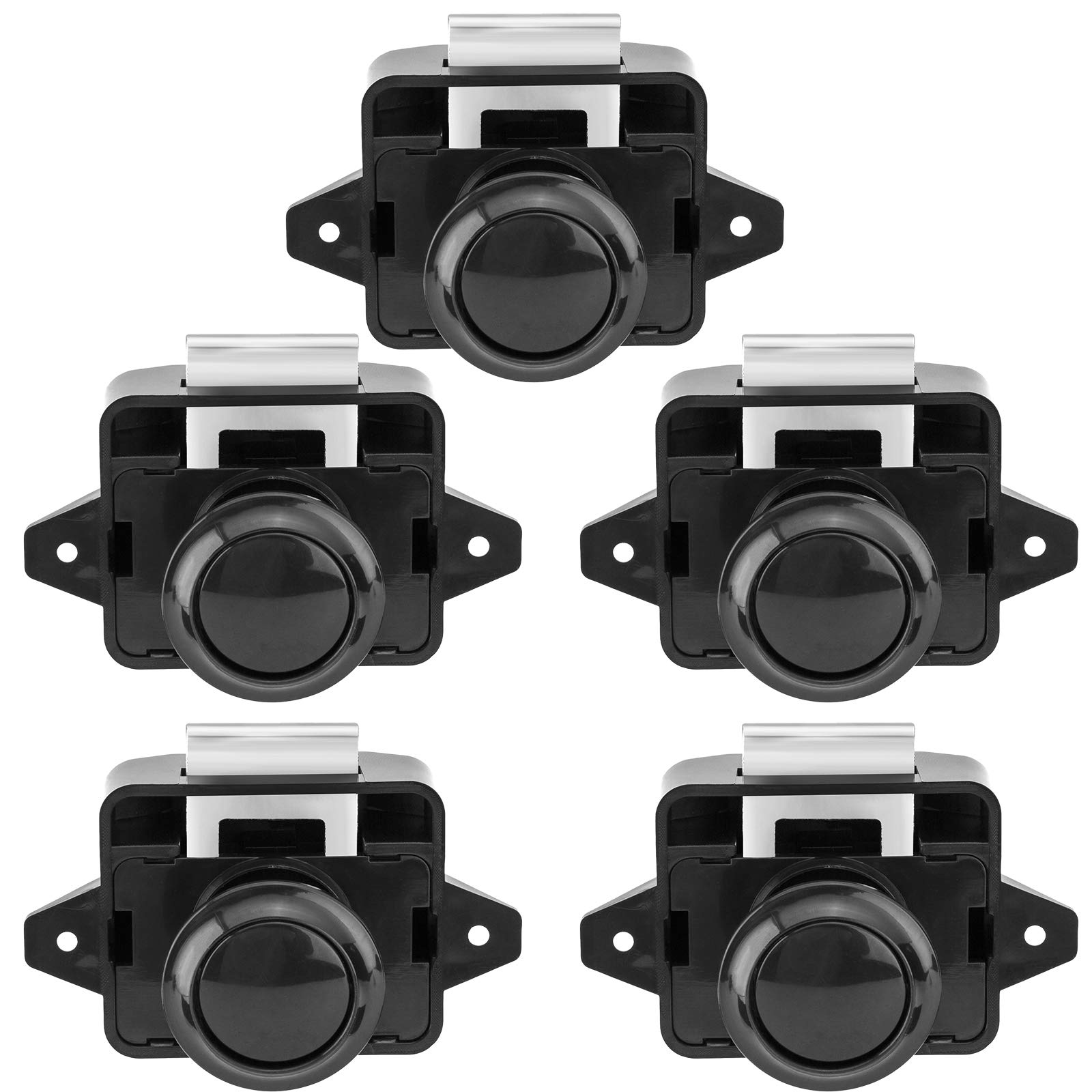 Photo 1 of OCGIG 5 PCS Push Button Latch Cabinet Door Catch Keyless Cupboard Locks for RV Motorhome Camper Caravan(Black)