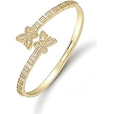 Lulu Mel Iced Out Baguette Diamond Bracelet Jewelry for Women, Hip Hop Mens 14k Gold Silver Plated Cubic Zirconia Bangle Bracelet, Men Heart Cuff Bracelet With Jewelry Box