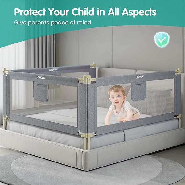 UWRVH BED RAILS FOR TODDLERS，TODDLER BED RAILS，BED RAIL FOR BABY – ADJUSTABLE HEIGHT BED GUARD WITH CHILD SAFETY LOCK, UNIVERSAL FIT FOR KING/FULL/TWIN BEDS (GREY, 1 SIDE 74.8INCH)
