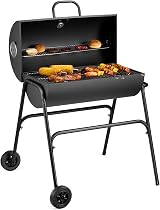 VonHaus Charcoal BBQ Portable Barrel Grill 2 in 1 Smoker with Cast Iron Grill view 8