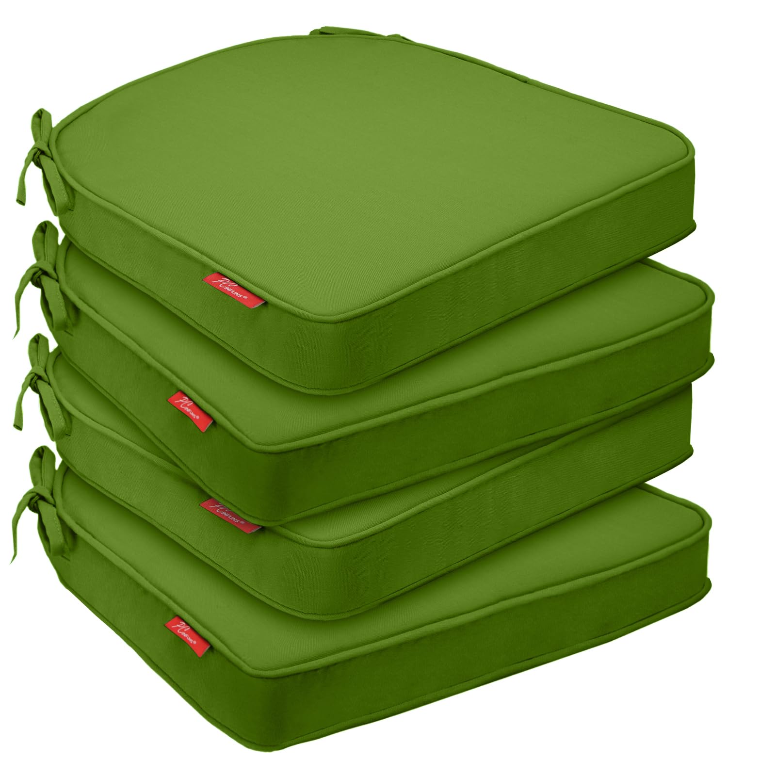Photo 1 of Pcinfuns Outdoor Chair Cushions Set of 4,Thick 17" x 16" x 3" Cushion for Patio Furniture,Round Corner Patio Chair Pads with Ties, Memory Foam Outdoor Seat Cushions,Grass Green