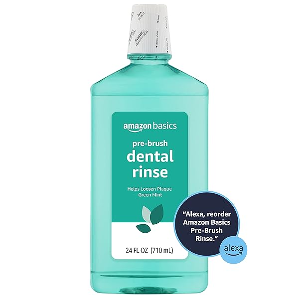 AMAZON BASICS PRE-BRUSH DENTAL RINSE, GREEN MINT, 24 FLUID OUNCES, 1-PACK (PREVIOUSLY SOLIMO)