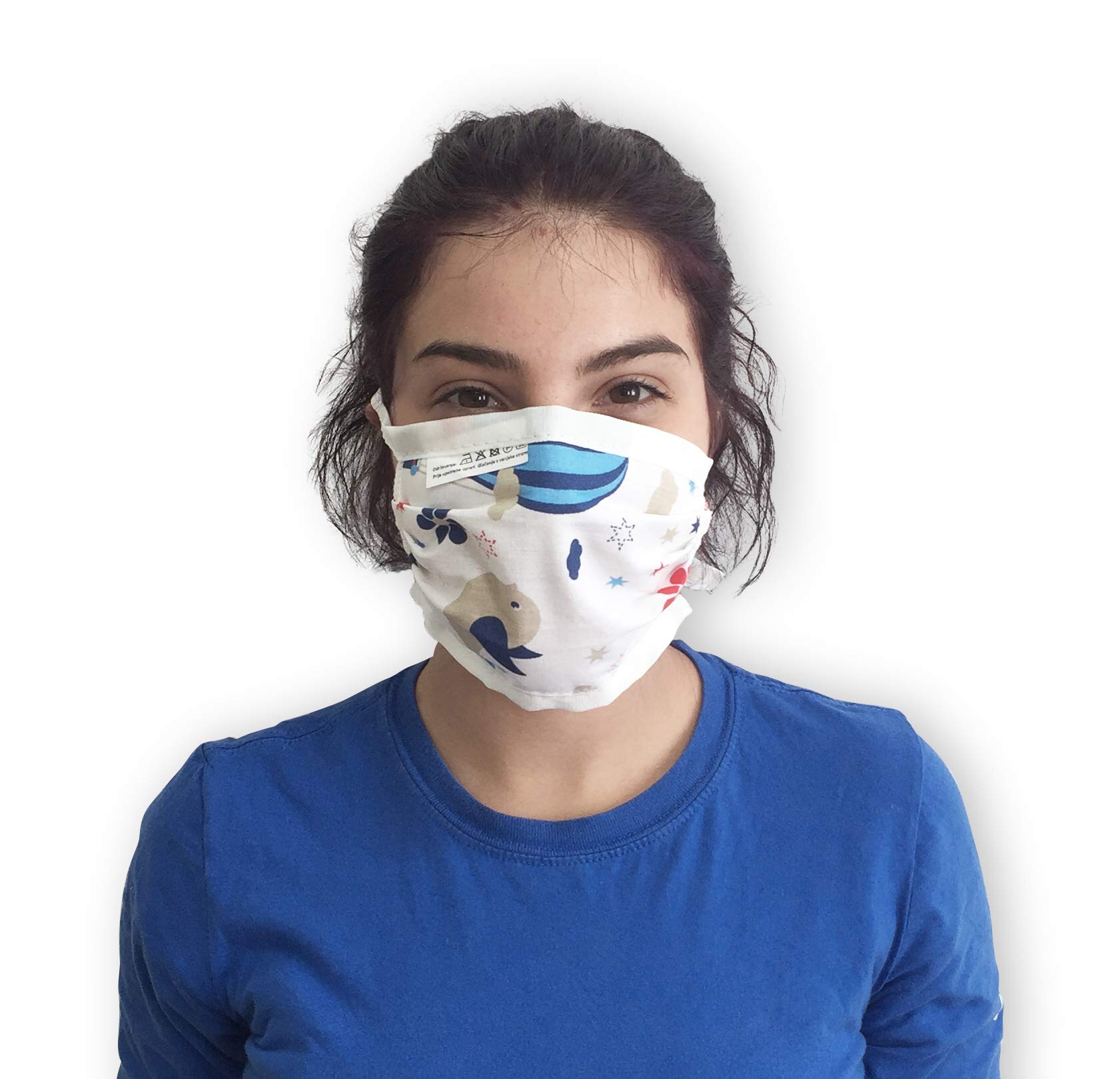 Hilding Sweden Model11 Face Mask, Mouth and Nose Mask, 100% Cotton, Washable, Dream Motif, Set of 4, Cord Binding, Set of 10