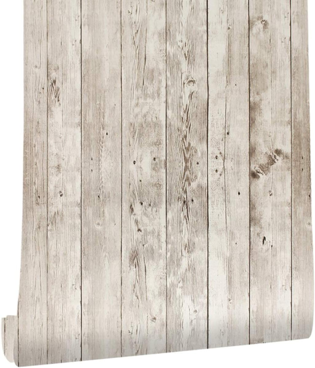 Peel and Stick Waterproof Wood Wallpaper for Adhesive Door and Desk Boarder Wallcoverings Decorative Contact Paper(17.71 in X 19.68ft /Roll Wood Slab Wallpaper)