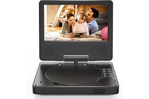 PJGCWB 9.5" Portable DVD Player for Kids and Car, 7.5" Swivel HD Screen with 4-6 Hours Built-in Battery, Support Sync Screen to TV, Support SD Card/USB/Multiple Disc Formats (Black)