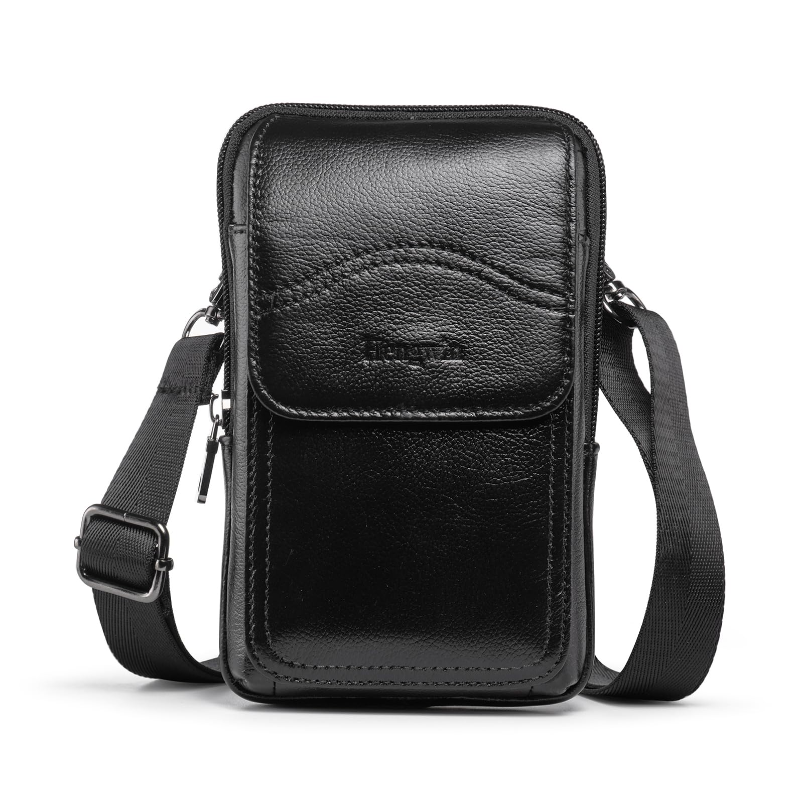 Hengwin Crossbody Phone Bag, Waist Mobile Phone Holder For iPhone 16 15 14 13 12 11 Pro Max, 16 15 14 Plus XS Max, 8 7 6S Plus, travel Pouch, Mini Messenger Bag (Black)