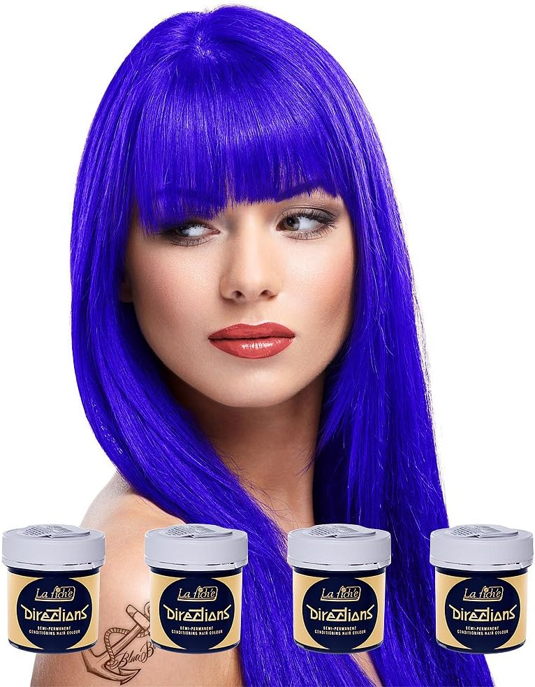 La Riche Directions Neon Blue Set of 4 Semi-Permanent Hair Colour 88ml