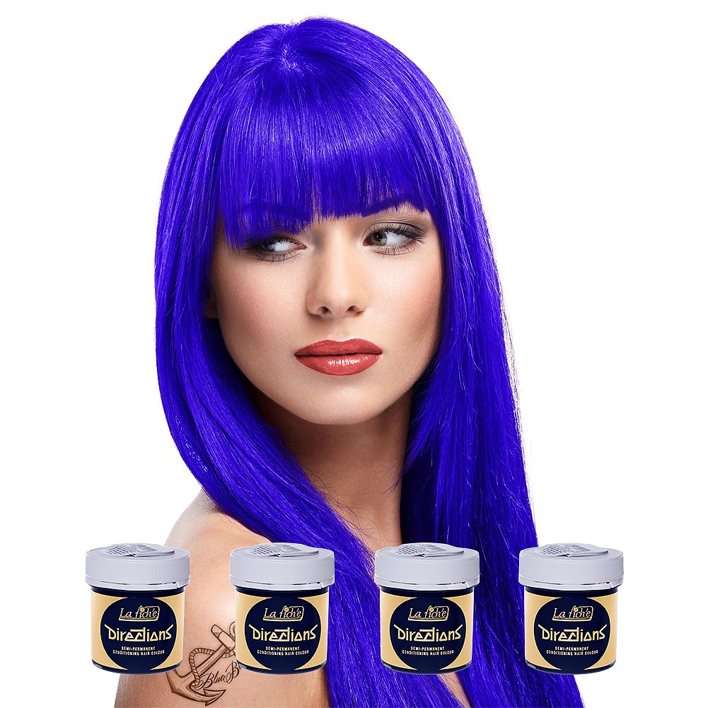 La Riche Directions - Set of 4 Neon Blue Semi-Permanent Hair Colour - 88ml Jars