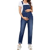 PACBREEZE Women's Maternity Shorts Jean Overalls for Women Stretchy Denim Bib Jumpsuits Summer Pregnancy Shorts