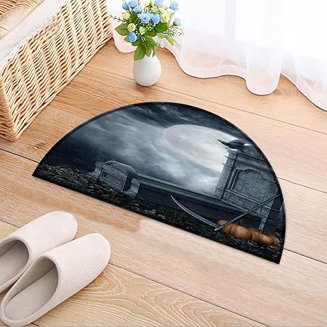 Amazon Com Nalahomeqq Half Round Door Mat Halloween Scenery With