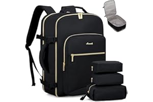 LOVEVOOK Travel Backpack Carry on Backpack, 40L Flight Approved Personal Item Travel Bag with 17 Inch Laptop Backpacks for Women&Men, Large Suitcase Backpacks With 3 Packing Cubes, Black-Black