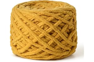 SEKAFRIS Fluffy Chenille Chunky Yarn for Crocheting 100g(65.6yd) - Baby Yarn for Crocheting Soft - Velvet Yarn for Crochet Blanket - Amigurumi Crochet Yarn (Turmeric)