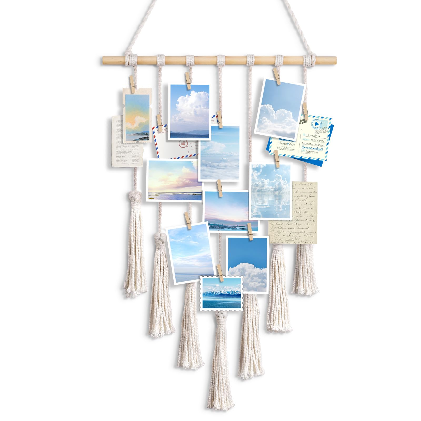 ecooe Photo Hanging Rope DIY Picture Frame Wall Decoration Boho Photo Rope with Tassel