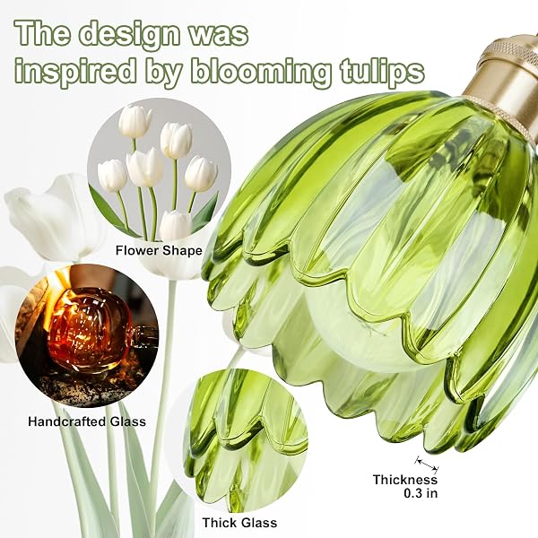KVHIIW VINTAGE BATHROOM LIGHT FIXTURES,3-LIGHT HARDWIRED VANITY LIGHTS WITH GREEN TULIP GLASS SHADE,GOLD BATHROOM VANITY LIGHT FOR MIRROR RESTROOM,E26 SOCKET,18.5 IN(BULBS NOT INCLUDED)