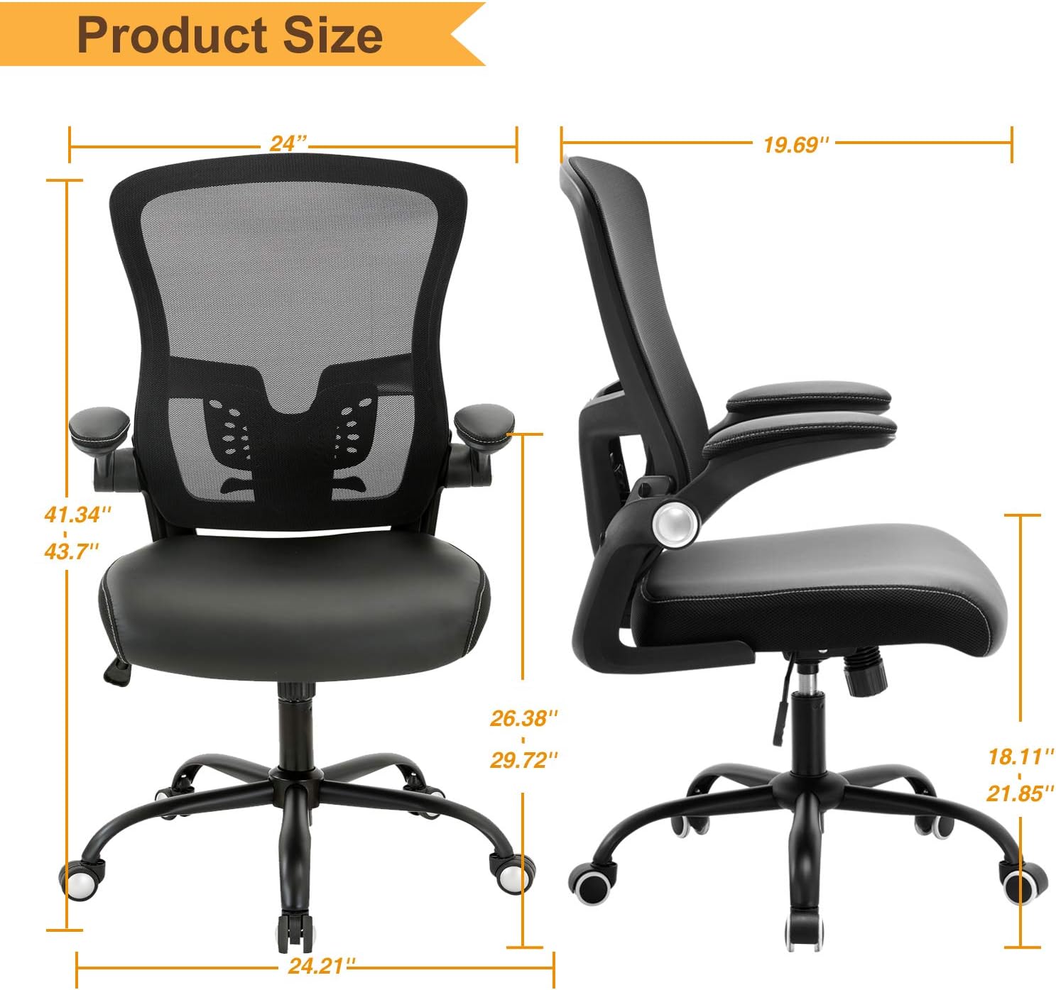SAMOFU Office Chairs, Ergonomic Desk Chair Executive Chairs with Soft Seat and Mesh Backrest, High Back Swivel Computer Chair with Adjustable Lumbar Support, Flip-up Armrests: Kitchen & Dining