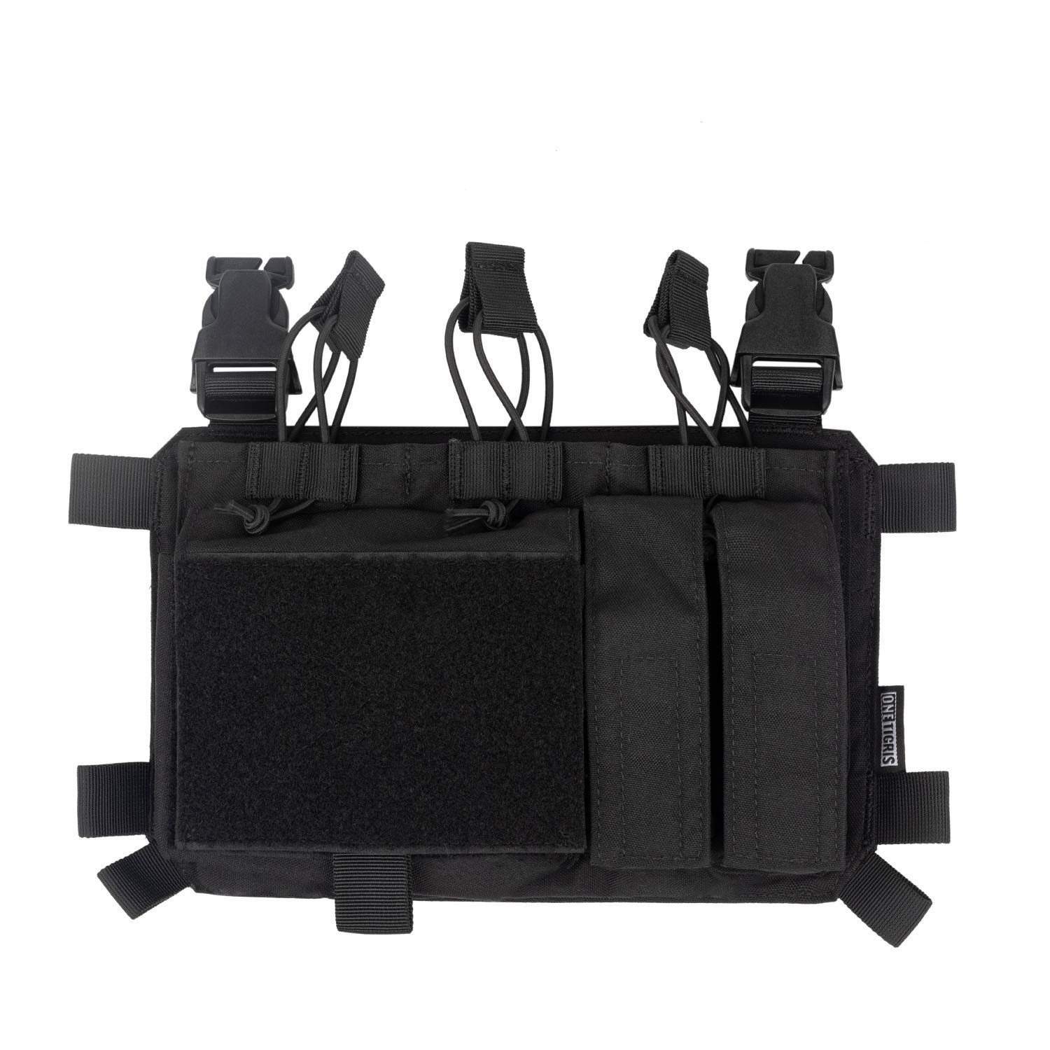 OneTigris Triple Mag Pouch with Utility Pouch Tactical Placard 01 for M4 Rifle Magazines & Pistol Magazines (Black)