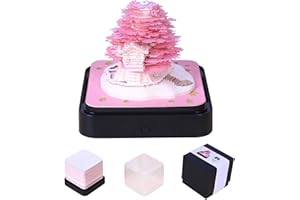 MACTANO 3D Art Calendar Memo Pad 2026, Creative Time Piece Calendar Sakura Tree Rip Away Paper Carving Sticky DIY Note Pink