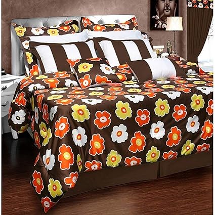 Amazon Com Os 12 Piece King Brown Orange Comforter Set Floral