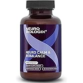 Neurobiologix Neuro Calm & Rebalance, L Theanine, Magnesium, Zinc & Kava Kava Complex for Calm Mood Balance and Stress Support, GABA Activity Support Supplement, Gluten Free, Vegetarian, 90 Capsules