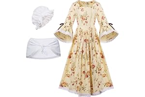 GRACEART Colonial Girls Dress Prairie Pioneer Costume 100% Cotton (5 Colors Option)