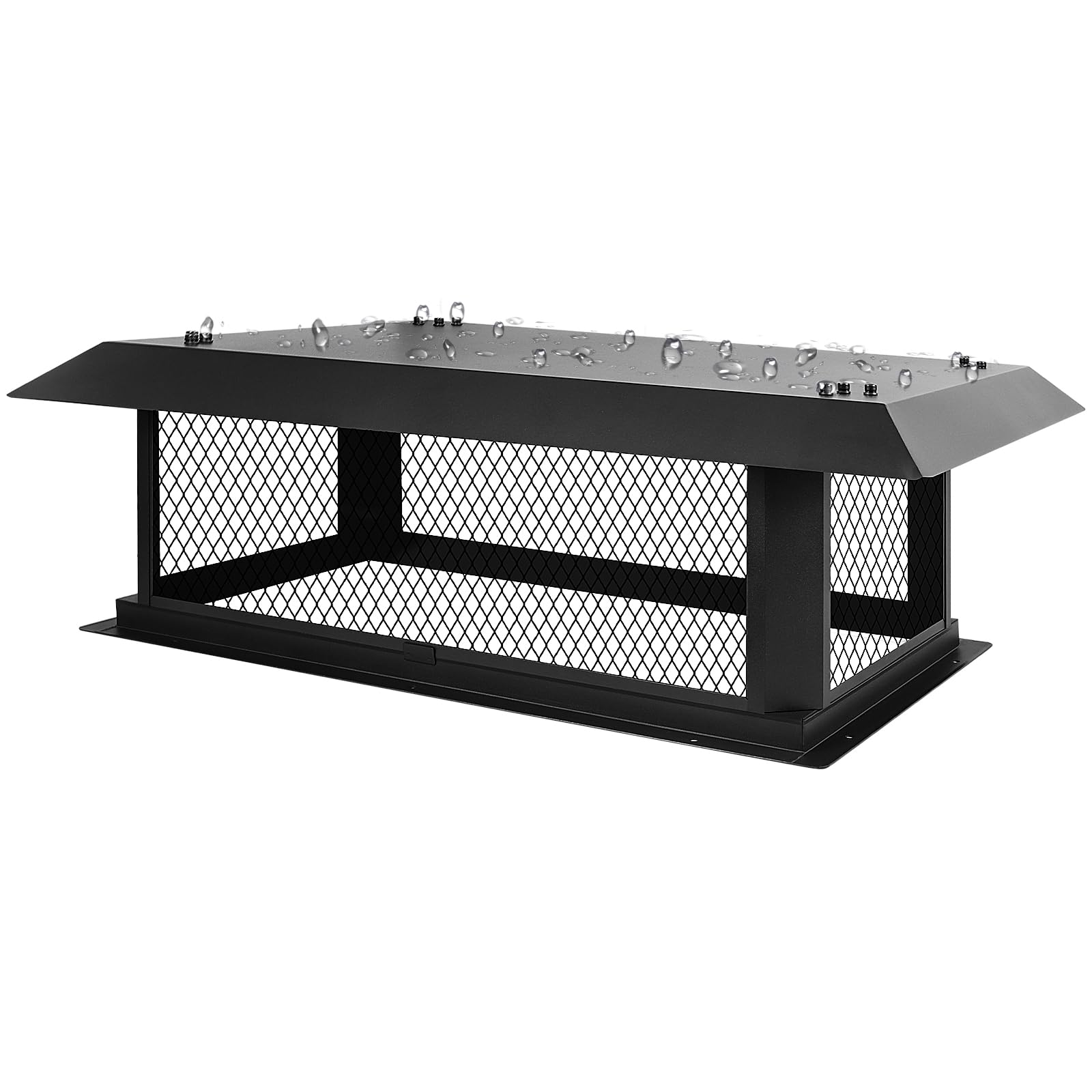 Photo 1 of 14" x 34" Chimney Caps Fireplace Chimney Cover for Outside Flue Tile Clay, Chimney Flue Cover Chimney Vent Cap with Screen Hood Plate,Galvanized Steel Chimney Rain Cap Roof Rain Guard Top Protector