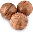 NIRMAN Decorative Acacia Wood Round Balls Set of 3 for Christmas Decorative Bowls Table Centerpiece | Coffee Table and House Décor (Set of 3), (3" x 3" x 3")