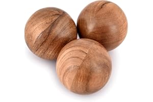 NIRMAN Decorative Acacia Wood Round Balls Set of 3 for Christmas Decorative Bowls Table Centerpiece | Coffee Table and House Décor (Set of 3), (3" x 3" x 3")