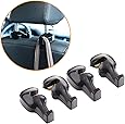 Toplus 4 PACK Car Headrest Hooks - Vehicle Universal Car Organizer Car Back Seat Headrest Hanger Holder Hook for Bag Purse Cloth Grocery, Black- Coloured