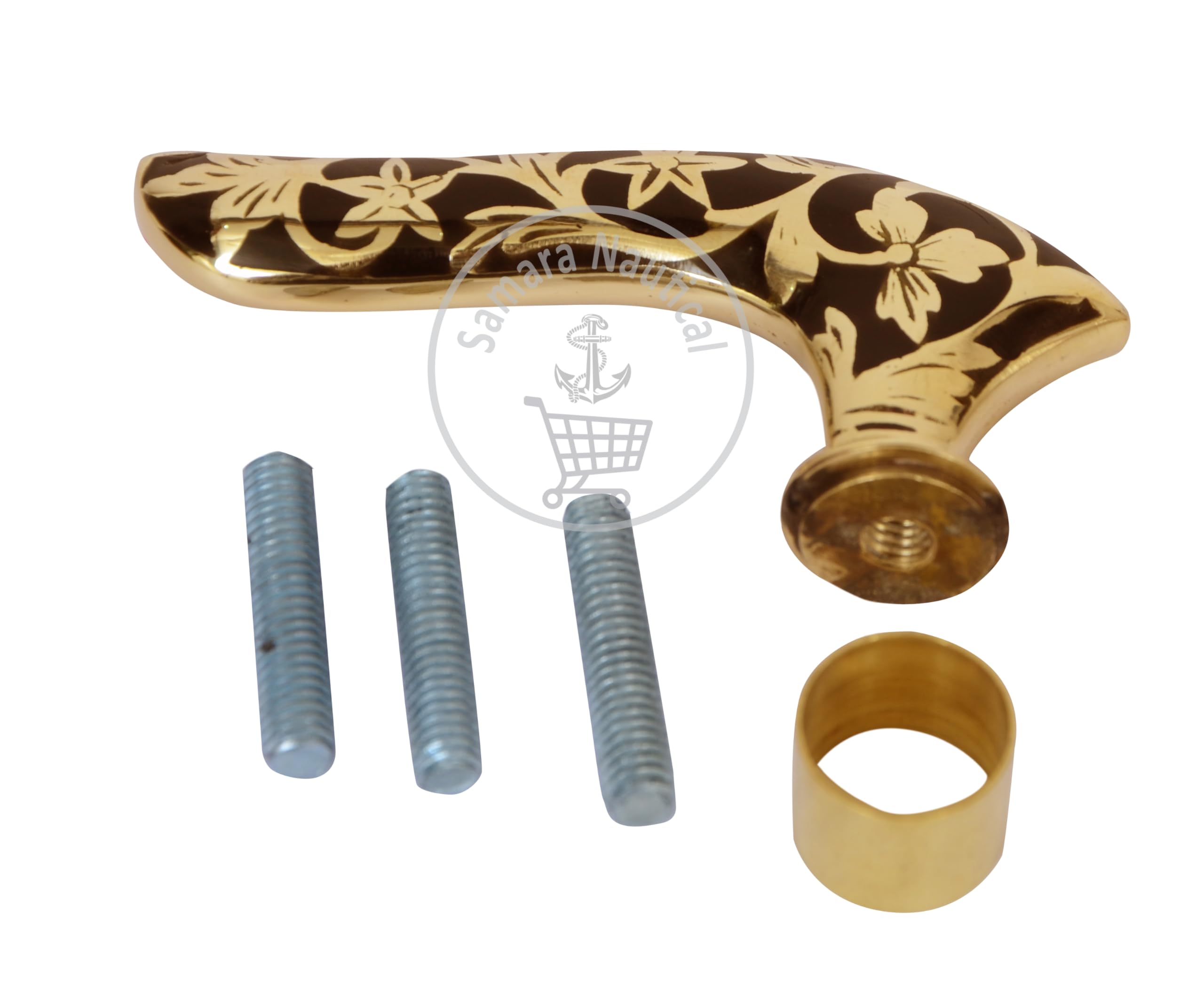 Samara Nautical Vintage Designer Brass Handle Antique Wooden Walking Stick Cane Victorian Gift