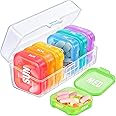 ZIKEE Weekly Pill Organizer with Dual Protection for Travel, Portable Pill Box 7 Day with 7 Single Colorful Boxes for Pocket, Purse, Large Pill Case for Big Vitamins, Fish Oils, Supplements