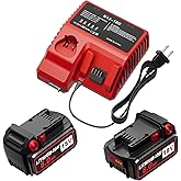 PercooAir 2 Pack 18V 8.0Ah Battery and Multi-Voltage Rapid Charger Replacement for Milwaukee M-18 Lithium Batteries