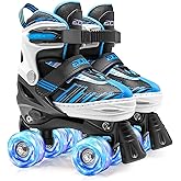 ECOO Roller Skates for Girls Boys Ages 4-12, Toddler Kids 4 Size Adjustable Light up Wheels Beginner Skates
