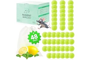ROTIAH Pest Rodent Repellent, 48 Pack Peppermint Oil Repellent for Mouse, Roach, Rodent, Mice, Rats, Spider, Ant, Pest Control Indoor & Outdoor Use, Natural Mouse Deterrent Replace Traps Family & Pet Safe
