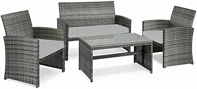 iSTYLE MODE 3 Pieces Replacement Cushions Set for Rattan Chairs Grey
