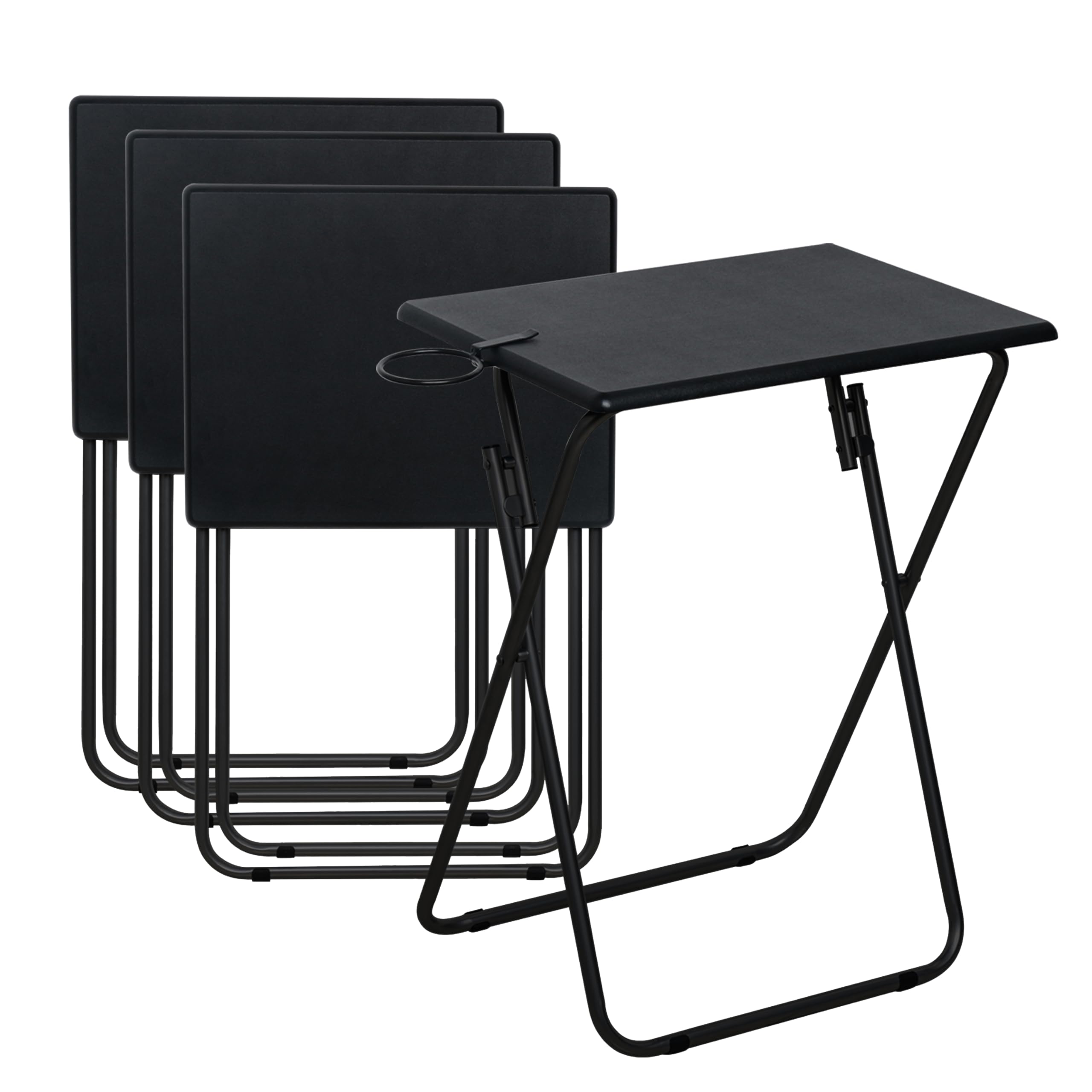 Photo 1 of LOFTEY Tv Trays Set of 4, Folding TV Dinner Tray, Portable TV Tables for Living Room for Eating, Heavy Duty Foldable Side Table for Eating on Couch&Sofa, Black