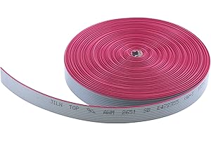 Antrader IDC Flat Ribbon Cable,10 Wire (32ft) for 2.54mm Connectors, Grey