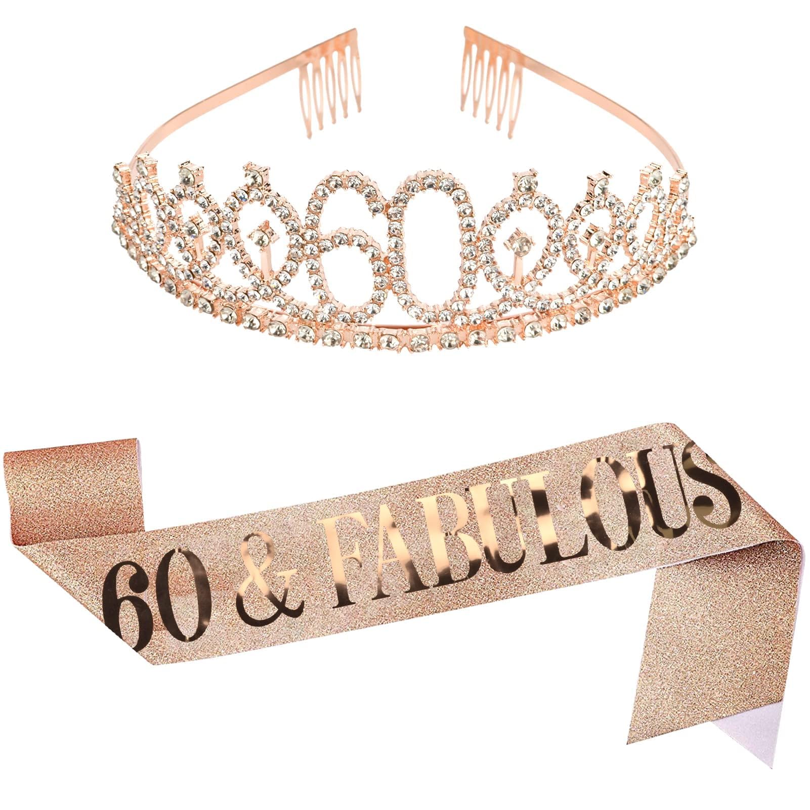 AIBAOBAO 60th Birthday Sash and Crown Crystal Tiara for Women Birthday Decorations Party Accessories & Fabulous Sash and Rhinestone Tiara Kit for Women Birthday Celebration Decoration, Back 1965